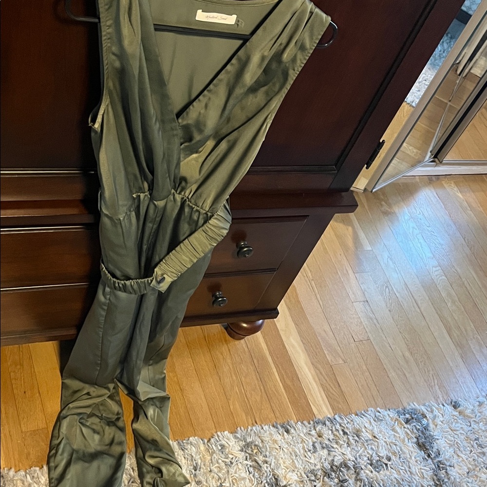 Mustard Seed Satin Green Jumpsuit